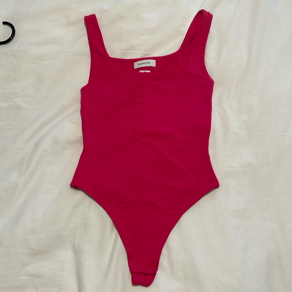 Aritzia/babton• hot pink tank bodysuit